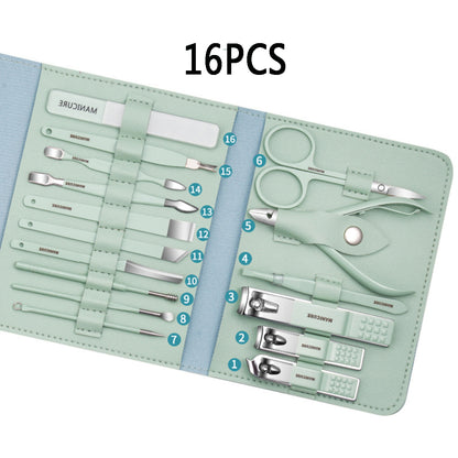 مجموعة العناية بالأظافر والوجه المصنوعة من الفولاذ (16 قطعة)