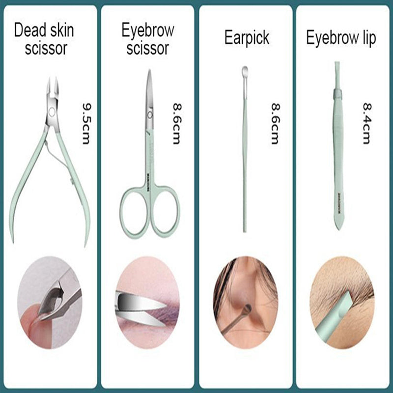 مجموعة العناية بالأظافر والوجه المصنوعة من الفولاذ (16 قطعة)