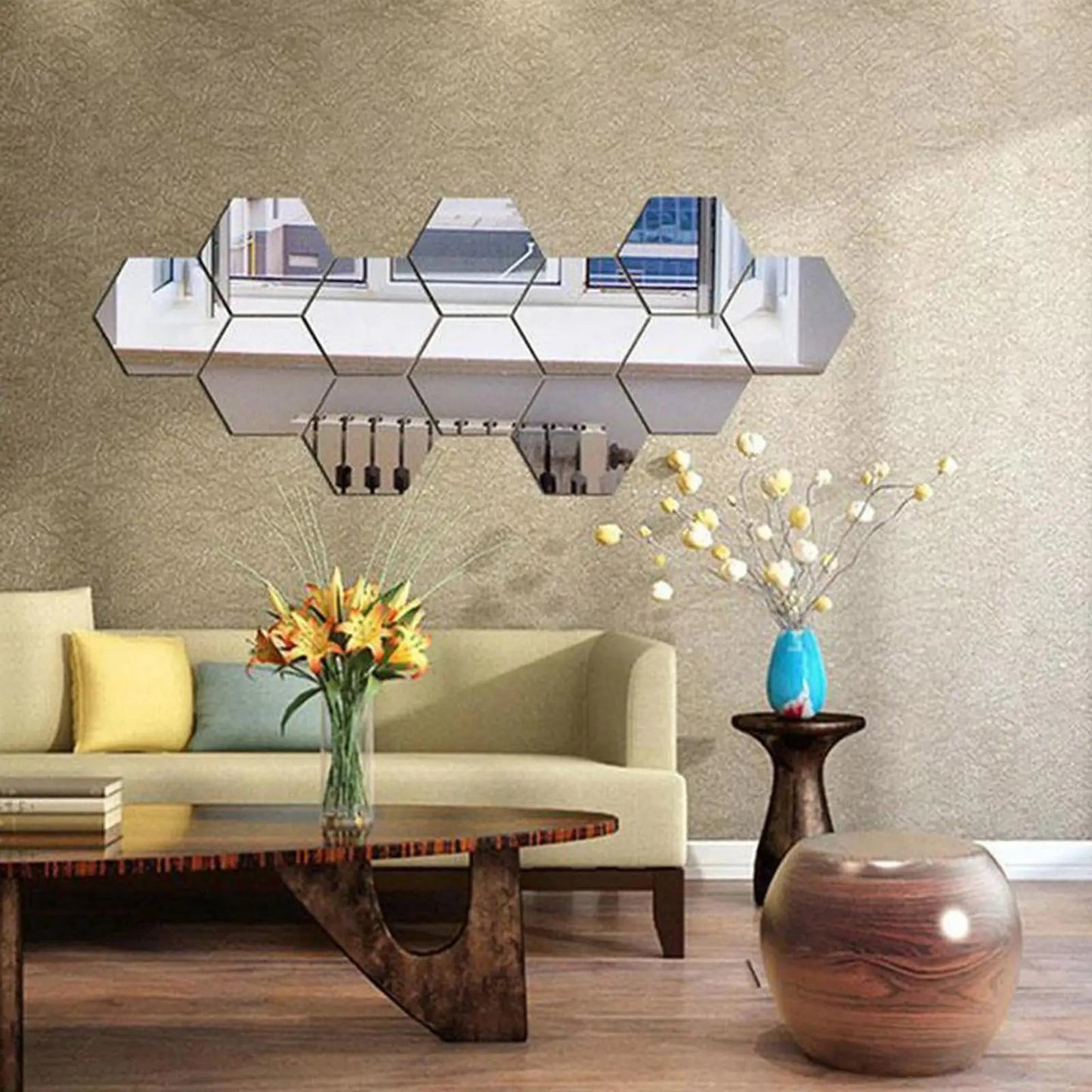 ديكور المرايا المميز سهل التركيب (12 قطعة) - Makfool