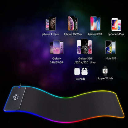 لوحة ماوس مضيئة بخاصية الشحن اللاسلكي - Makfool