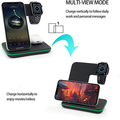 شاحن لاسلكي بشكل مميز 3 في 1 - Makfool