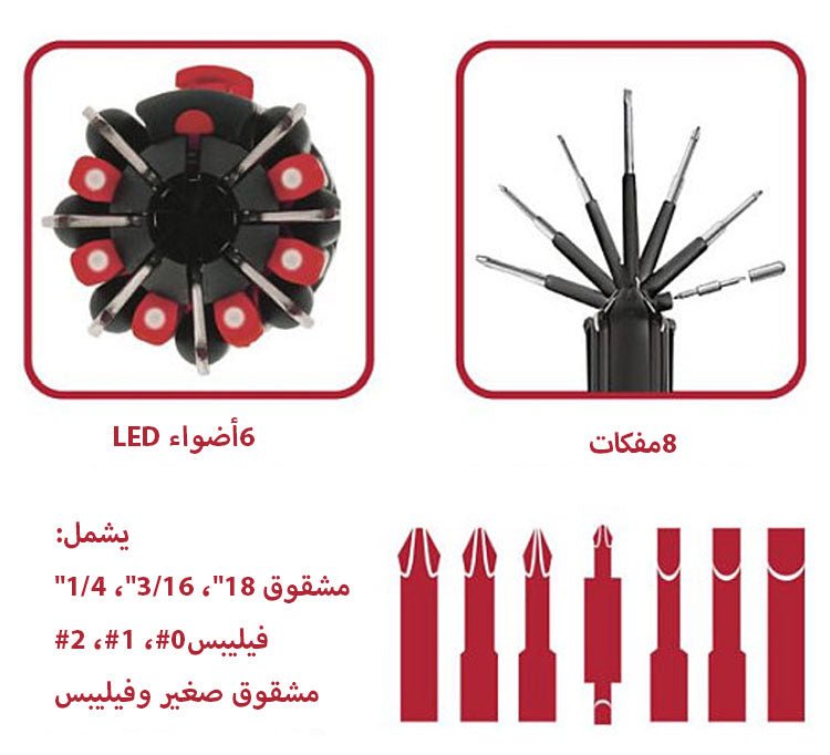 UAE 8 مفكات في أداة واحدة ، أداة إصلاح احترافية محمولة - Makfool
