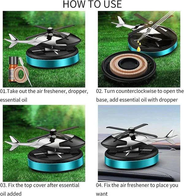 uae معطر هواء للسيارة بشكل هليكوبتر يعمل بالطاقة الشمسية - Makfool